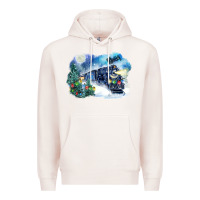 Pale Pink polar express winter Premium Hoodie - FaDigitalArtStudio