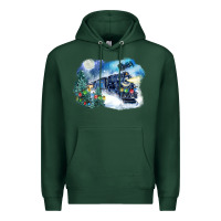 Sports Green polar express winter Premium Hoodie - FaDigitalArtStudio