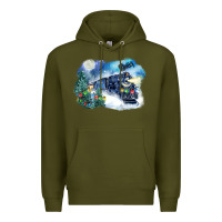 Army Green polar express winter Premium Hoodie - FaDigitalArtStudio