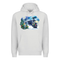 Dove Grey polar express winter Premium Hoodie - FaDigitalArtStudio
