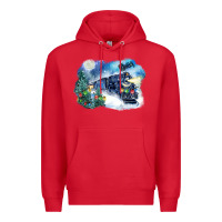 Red polar express winter Premium Hoodie - FaDigitalArtStudio