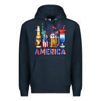 Navy 4th of July American drinks America Premium Hoodie - Neo Western