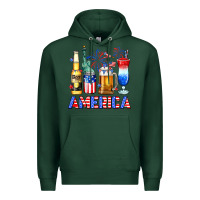 Sports Green 4th of July American drinks America Premium Hoodie - Neo Western