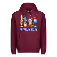Burgundy 4th of July American drinks America Premium Hoodie - Neo Western