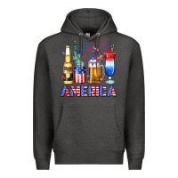 Charcoal Heather 4th of July American drinks America Premium Hoodie - Neo Western