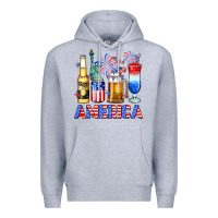 Heather Grey 4th of July American drinks America Premium Hoodie - Neo Western