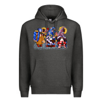 Charcoal Heather USA 4th of July gnomes  4th of july Premium Hoodie - CowGirlArtShop