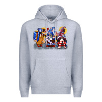 Heather Grey USA 4th of July gnomes  4th of july Premium Hoodie - CowGirlArtShop