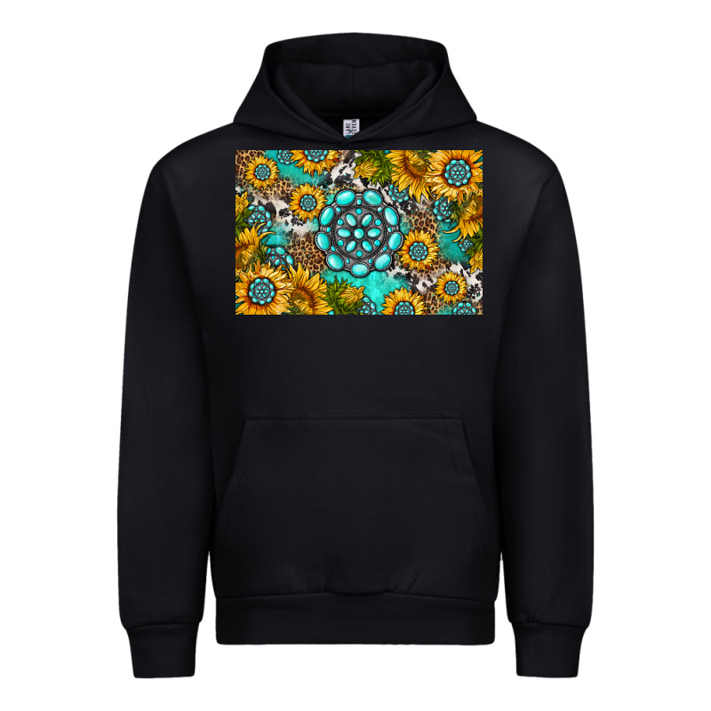 Western Turquoise And Sunflowers Skinny Metal Can Holder Urban Hoodie by HRA Design Shop | Teevron