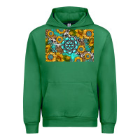 Emerald western turquoise and sunflowers skinny metal can holder Urban Hoodie - HRA Design Shop