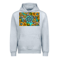 Heather Grey western turquoise and sunflowers skinny metal can holder Urban Hoodie - HRA Design Shop