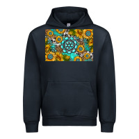 Navy western turquoise and sunflowers skinny metal can holder Urban Hoodie - HRA Design Shop
