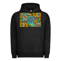 Pigment Black western turquoise and sunflowers skinny metal can holder Urban Hoodie - HRA Design Shop