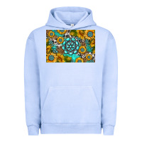 Pigment Grape Ice western turquoise and sunflowers skinny metal can holder Urban Hoodie - HRA Design Shop
