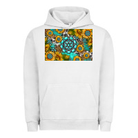 Pigment Lunar Rock western turquoise and sunflowers skinny metal can holder Urban Hoodie - HRA Design Shop