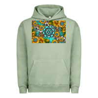 Pigment Oil Green western turquoise and sunflowers skinny metal can holder Urban Hoodie - HRA Design Shop