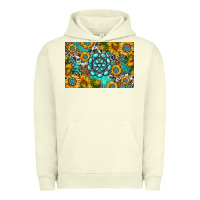 Pigment Pistachio western turquoise and sunflowers skinny metal can holder Urban Hoodie - HRA Design Shop