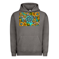 Pigment Tornado western turquoise and sunflowers skinny metal can holder Urban Hoodie - HRA Design Shop