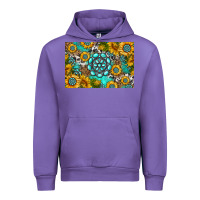 Tulip western turquoise and sunflowers skinny metal can holder Urban Hoodie - HRA Design Shop