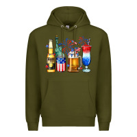 Army Green 4th of July American drinks Premium Hoodie - Neo Western