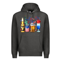 Charcoal Heather 4th of July American drinks Premium Hoodie - Neo Western