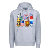 Heather Grey 4th of July American drinks Premium Hoodie - Neo Western