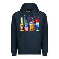 Navy 4th of July American drinks Premium Hoodie - Neo Western