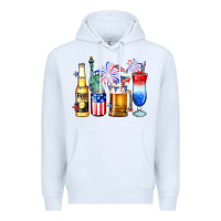 White 4th of July American drinks Premium Hoodie - Neo Western