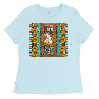 Baby Blue goat family mom sunflowers serape leopard cowhide tumbler Ladies Tee - Artiststas