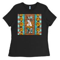 Black goat family mom sunflowers serape leopard cowhide tumbler Ladies Tee - Artiststas