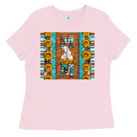 Bubblegum Pink goat family mom sunflowers serape leopard cowhide tumbler Ladies Tee - Artiststas