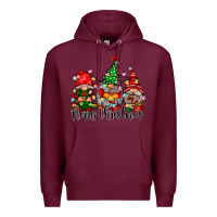 Burgundy merry christmas gnomes Premium Hoodie - CowhideDigitalArt