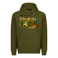 Army Green all i want for christmas is cure childhood cancer Premium Hoodie - FaDigitalArtStudio