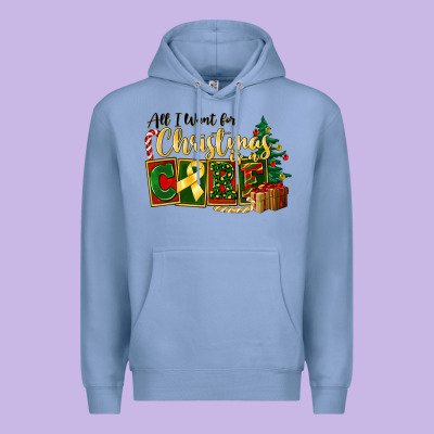 All I Want For Christmas Is Cure Childhood Cancer Premium Hoodie Designed By Fadigitalartstudio