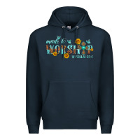 Navy made to worship with sunflowers Premium Hoodie - HRA Design Shop