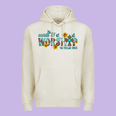 Made To Worship With Sunflowers Premium Hoodie Designed By Hra Design Shop