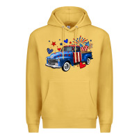 Antique Gold 4th of July American flag truck Premium Hoodie - Neo Western