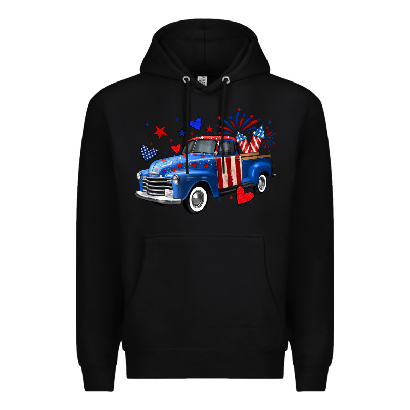 4th Of July American Flag Truck Premium Hoodie by Neo Western | Teevron
