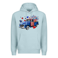 Blue Mist 4th of July American flag truck Premium Hoodie - Neo Western