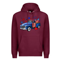 Burgundy 4th of July American flag truck Premium Hoodie - Neo Western