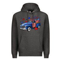 Charcoal Heather 4th of July American flag truck Premium Hoodie - Neo Western