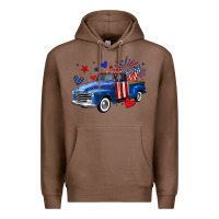 Chestnut 4th of July American flag truck Premium Hoodie - Neo Western