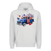 Dove Grey 4th of July American flag truck Premium Hoodie - Neo Western