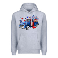 Heather Grey 4th of July American flag truck Premium Hoodie - Neo Western