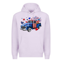Lilac 4th of July American flag truck Premium Hoodie - Neo Western