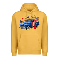 Mustard 4th of July American flag truck Premium Hoodie - Neo Western