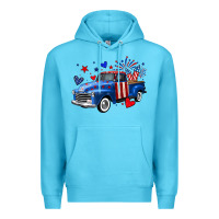 Ocean Blue 4th of July American flag truck Premium Hoodie - Neo Western
