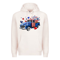 Pale Pink 4th of July American flag truck Premium Hoodie - Neo Western