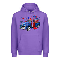 Purple 4th of July American flag truck Premium Hoodie - Neo Western