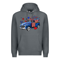 Rock 4th of July American flag truck Premium Hoodie - Neo Western